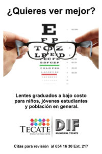 DIF Municipal de Tecate apoya con examenes de a vista y lentes