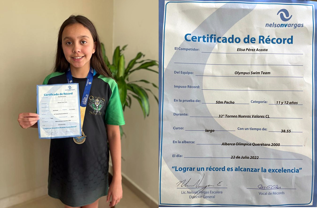 Rompe Elisa Pérez récord con vigencia de 25 años en natación