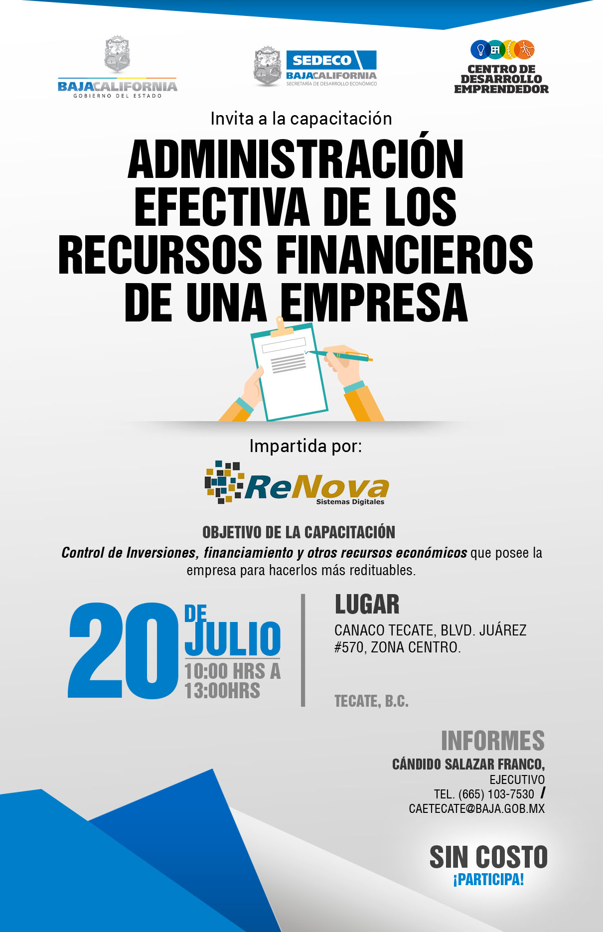 Próximo miércoles capacitación gratuita para empresarios en CANACO Tecate