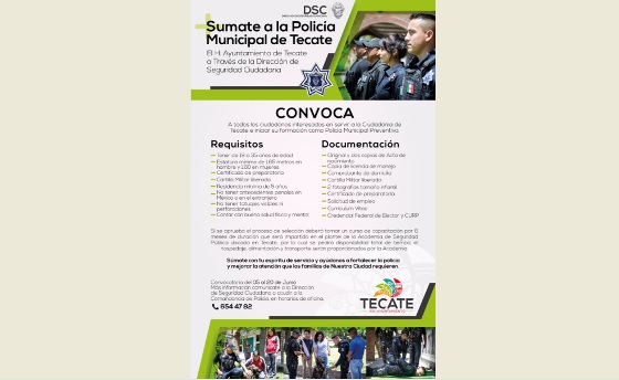  El Gobierno Municipal, convoca a iniciar formación como Policía Municipal Preventivo
