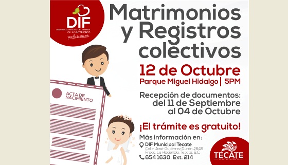 Últimos días para inscribirse en los Matrimonios y Registros Colectivos