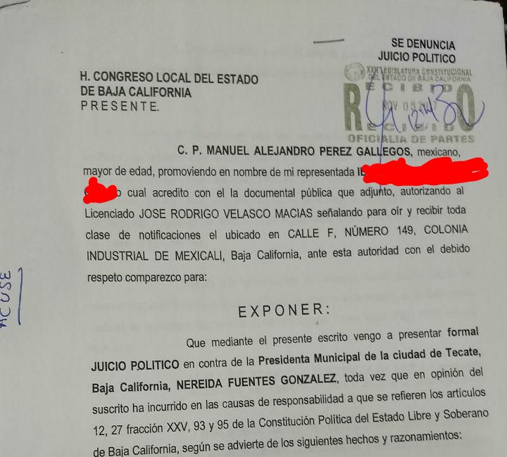 Promueven juicio político contra alcaldesa de #Tecate