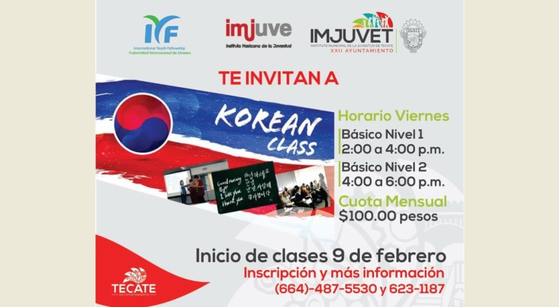 Imjuvet convoca a inscribirse al curso Korean Class