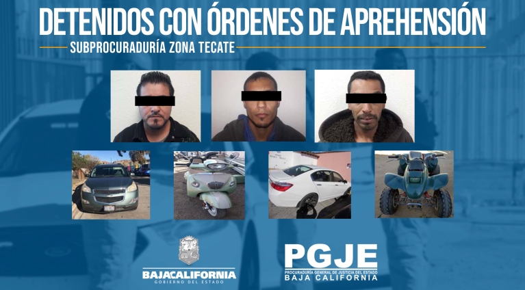 Aprehende la Policía Ministerial del Estado en Tecate a tres sujetos