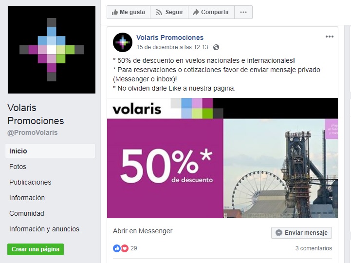 Unidad cibernética de la PEP detecta en facebook páginas fraudulentas de aerolíneas