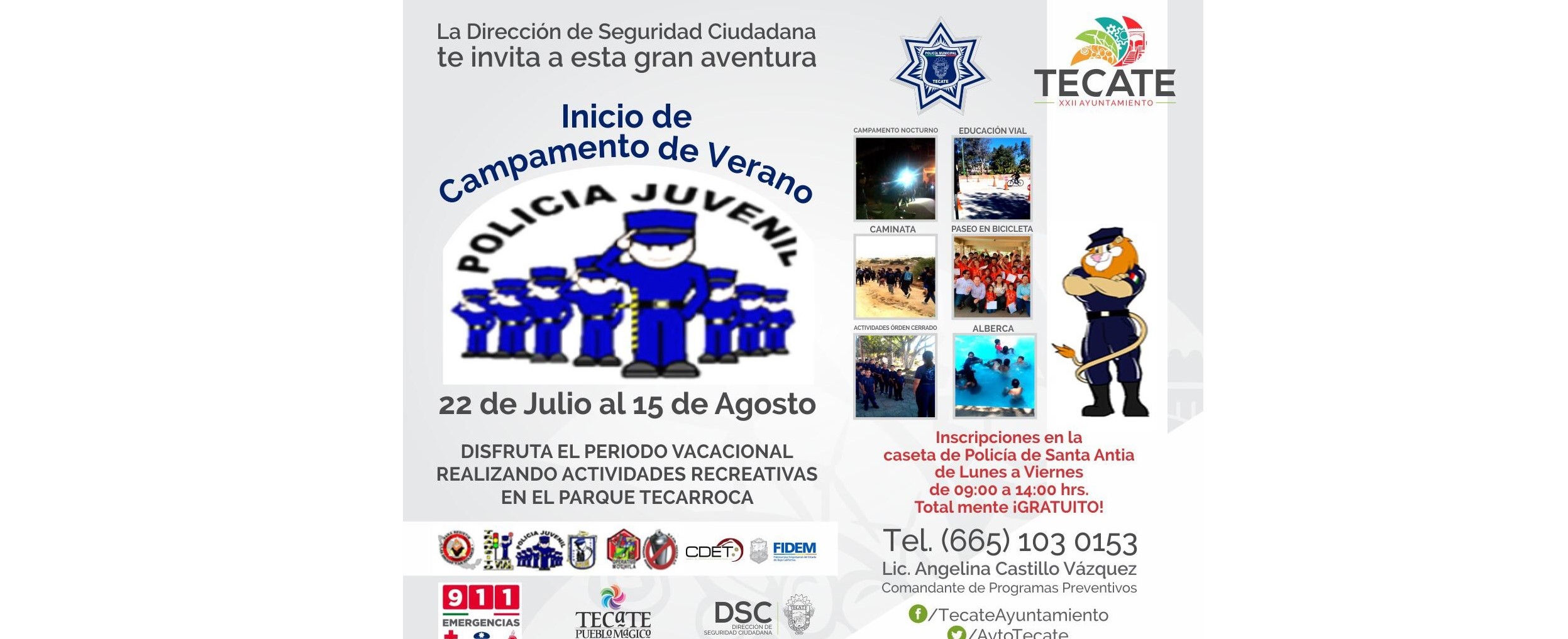 Invitan a campamento de verano de Policía Juvenil