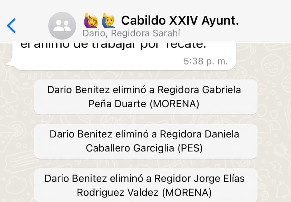 DISUELVE ALCALDE GRUPO DE WHATSAPP DEL CABILDO LOCAL