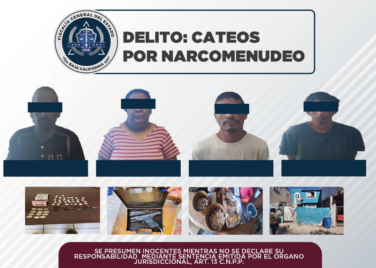 Fiscalía incauta 241 envoltorios de droga en dos cateos en Tecate