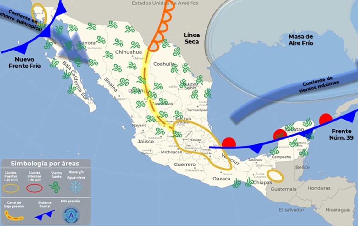 Informa Protección Civil Estatal sobre paso de frente frío